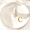 Yoqanr Ceramic Initials Jewelry Tray Ring Dish With Personalized C-Monogrammed Engagement Wedding Gifts, for Birthday Mother's Day for Women, Ceramic White 4.7" x2.4" view 1