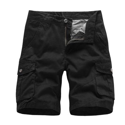 Relaxed Fit Cargo Shorts for Men Multi Pocket Casual Cotton Work Shorts Outdoor Straight Cargo Lounge Shorts (Black,32)
