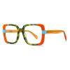 HYffUUOP Eyewear Personalized Eyewear Frames Square Eyeglass Frames Creative 2-Color Splicing Glasses Frames Eco-Friendly Abs Eyeglasses view 1