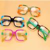HYffUUOP Eyewear Personalized Eyewear Frames Square Eyeglass Frames Creative 2-Color Splicing Glasses Frames Eco-Friendly Abs Eyeglasses view 4