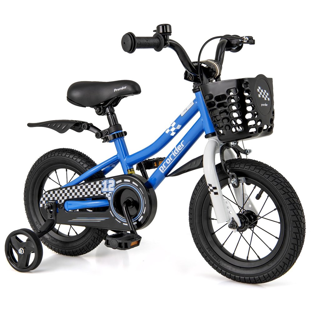 BABY JOY Kids Bike, 12 Inch Children Bikes for Boys Girls Age 3-4 Years w/Training Wheels, Handbrake, Coaster Brake & Removable Basket, Kids Bicycle of Multiple Colors