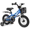 BABY JOY Kids Bike, 12 Inch Children Bikes for Boys Girls Age 3-4 Years w/Training Wheels, Handbrake, Coaster Brake & Removable Basket, Kids Bicycle of Multiple Colors view 1