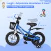 BABY JOY Kids Bike, 12 Inch Children Bikes for Boys Girls Age 3-4 Years w/Training Wheels, Handbrake, Coaster Brake & Removable Basket, Kids Bicycle of Multiple Colors view 2