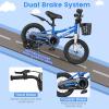BABY JOY Kids Bike, 12 Inch Children Bikes for Boys Girls Age 3-4 Years w/Training Wheels, Handbrake, Coaster Brake & Removable Basket, Kids Bicycle of Multiple Colors view 3