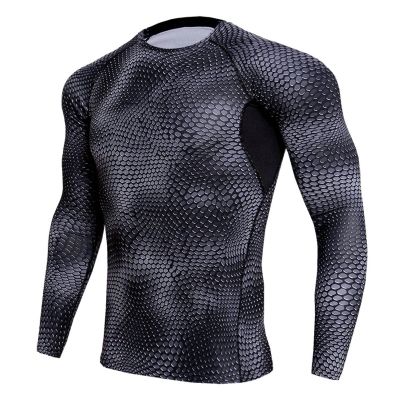 Base Underwear for Men Muscle Fit Quick Dry Breathable Sport Tops Long Sleeve Snake Print Compression Sport Shirt Black