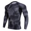 Base Underwear for Men Muscle Fit Quick Dry Breathable Sport Tops Long Sleeve Snake Print Compression Sport Shirt Black view 1