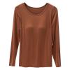 SHAOBGE Fall Build in Bra Tops for Women Long Sleeve Casual Crew Neck Shirts Adjustable Spaghetti Strap Ealstic Bra Tops 2024,Brown-2,Large, October 11-12,Day of view 1