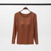 SHAOBGE Fall Build in Bra Tops for Women Long Sleeve Casual Crew Neck Shirts Adjustable Spaghetti Strap Ealstic Bra Tops 2024,Brown-2,Large, October 11-12,Day of view 3