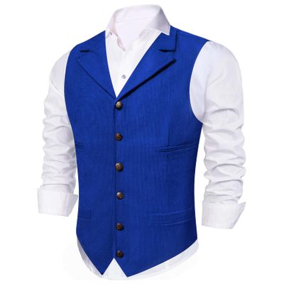 Barry.Wang Men's Corduroy Vest V-Neck Vintage Western Cowboy Waistcoat Sleeveless Jacket Slim Fit Casual Business Vests