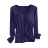 SHAOBGE Fall Build in Bra Tops for Women Long Sleeve Casual Crew Neck Shirts Adjustable Spaghetti Strap Ealstic Bra Tops 2024,Dark Blue-1,X-Large, October 11-12,Day of view 3