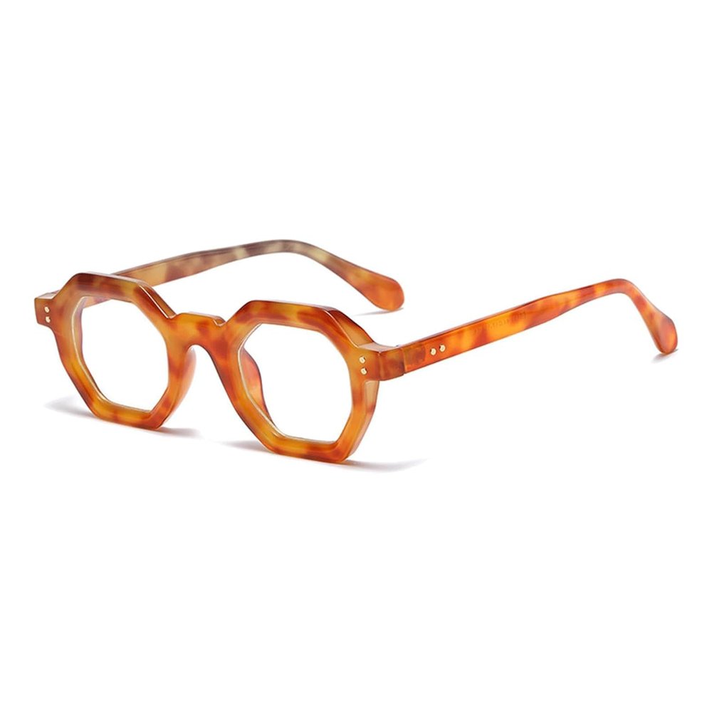 HYffUUOP Eyewear Light Eyewear Frames Fashion Rivets Eyeglass Frames Creative Polygonal Leopard Optical Glasses Frames Portable Eyeglasses