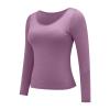 SHAOBGE Fall Build in Bra Tops for Women Long Sleeve Casual Crew Neck Shirts Adjustable Spaghetti Strap Ealstic Bra Tops 2024,Purple-1,Medium, October 11-12,Day of view 4