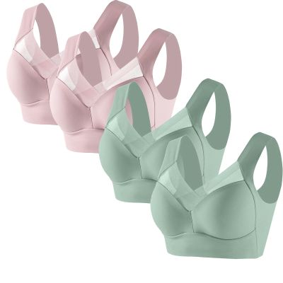 4 Pack Sports Bras for Women No Underwire Comfort Seamless Plus Size Bras Full Coverage High Support Wireless Bars