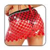 Aukmla Sparkly Sequin Chainmail Mini Skirt Dots Belly Dance Hip Skirts Disco Concert Waist Chain for Women Red view 1