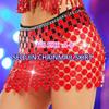 Aukmla Sparkly Sequin Chainmail Mini Skirt Dots Belly Dance Hip Skirts Disco Concert Waist Chain for Women Red view 4