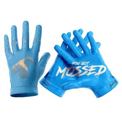 HIGHLIGHT FACTORY ATL G.O.A.T. Silhouette You Got Mossed/Ultra Grip Football Gloves (Baby Blue, Adult Small)