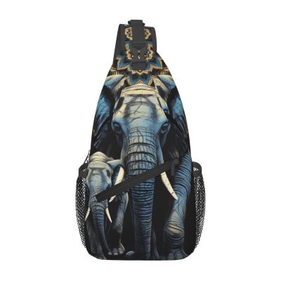 Sling Backpack Bag for Men Two elephants Cross Chest Bag Crossbody Shoulder Bag Travel Hiking Daypack