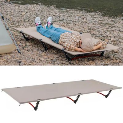 WDFYJ Camping Cot,Outdoors Camping Cot, Supports 300 lbs Sleeping Bed Folding Steel Frame Portable with Carry Bag(Beige)