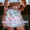Aukmla Sparkly Sequin Chainmail Mini Skirt Dots Belly Dance Hip Skirts Disco Concert Waist Chain for Women view 4
