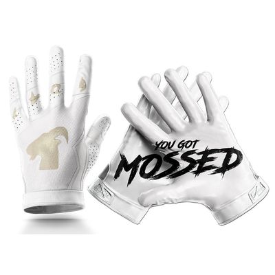 HIGHLIGHT FACTORY ATL G.O.A.T. Silhouette You Got Mossed/Ultra Grip Football Gloves (White, Adult XX-Large)