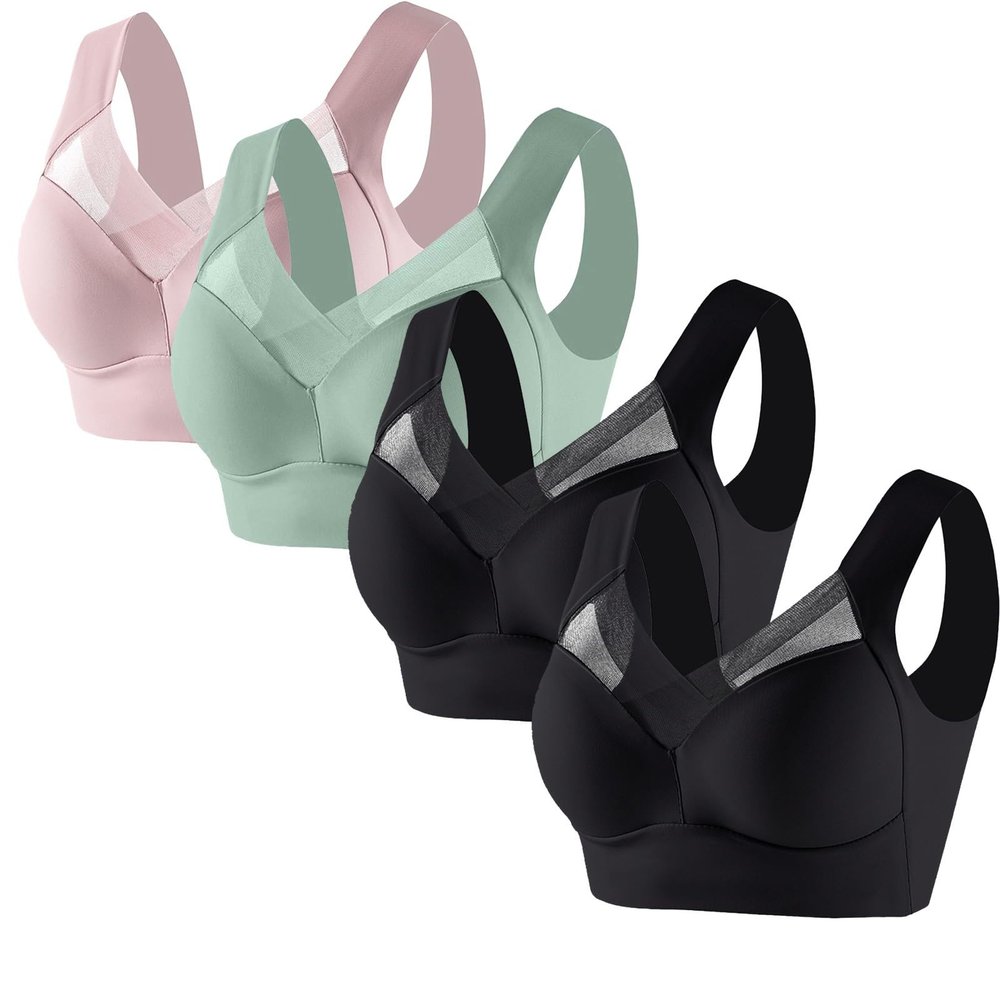 4 Pack Sports Bras for Women No Underwire Comfort Seamless Plus Size Bras Full Coverage High Support Wireless Bars