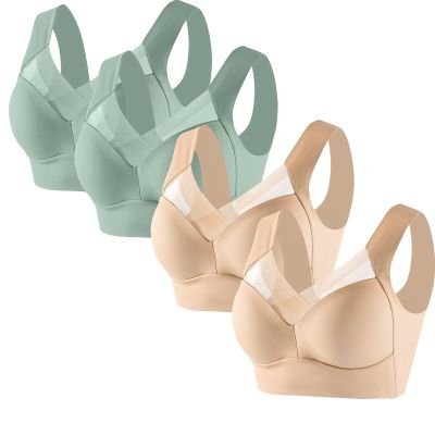 4 Pack Sports Bras for Women No Underwire Comfort Seamless Plus Size Bras Full Coverage High Support Wireless Bars