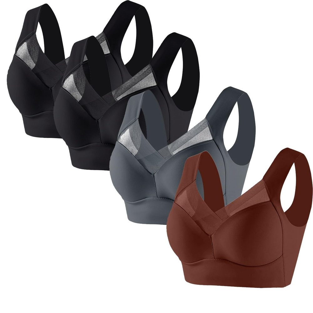 4 Pack Sports Bras for Women No Underwire Comfort Seamless Plus Size Bras Full Coverage High Support Wireless Bars