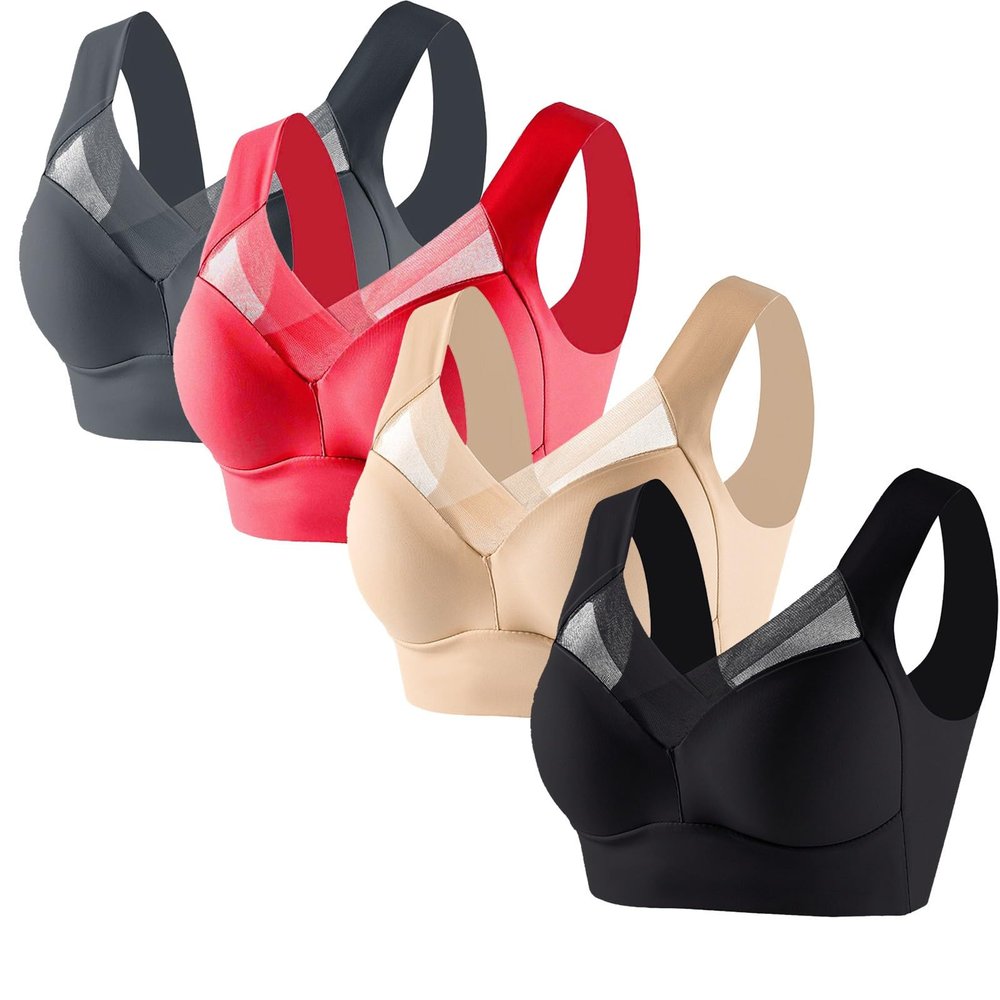 4 Pack Sports Bras for Women No Underwire Comfort Seamless Plus Size Bras Full Coverage High Support Wireless Bars