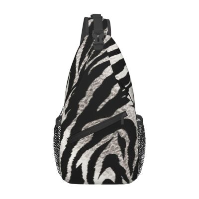 Sling Backpack Bag for Men Black and white zebra print Cross Chest Bag Crossbody Shoulder Bag Travel Hiking Daypack