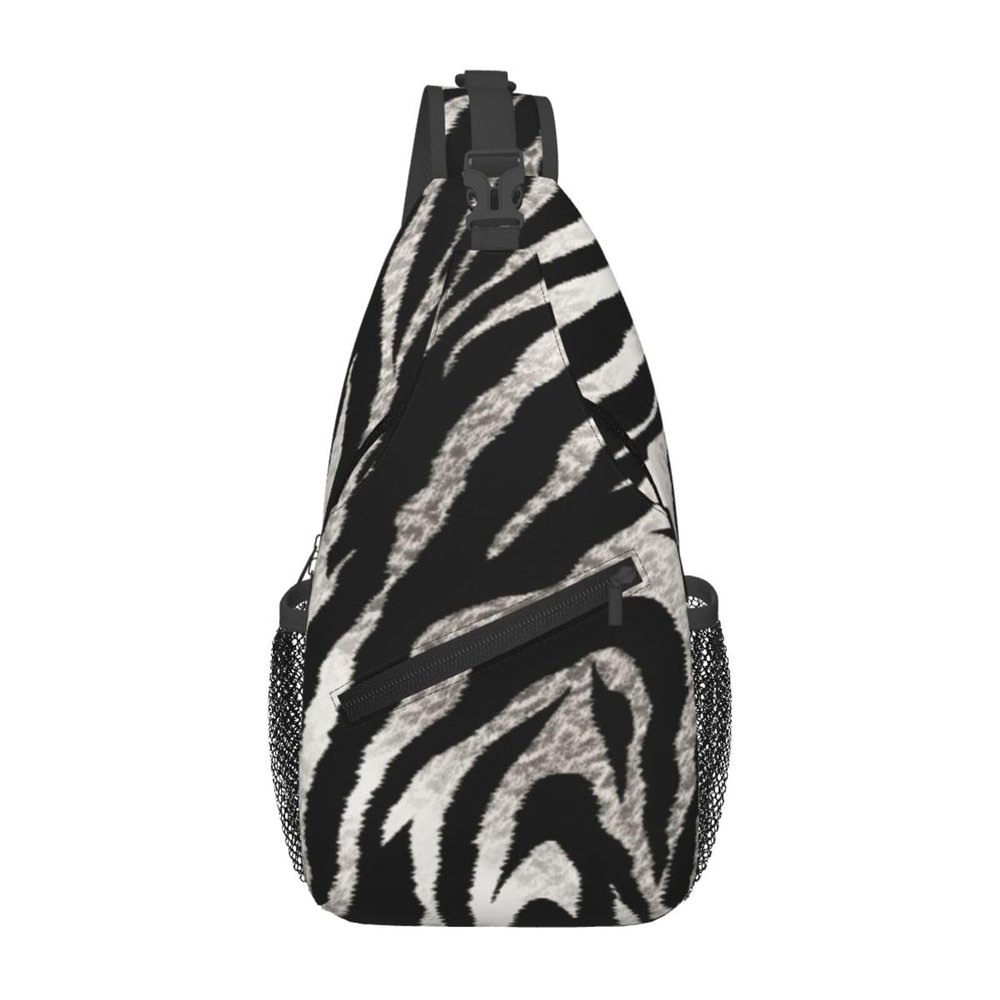 Sling Backpack Bag for Men Black and white zebra print Cross Chest Bag Crossbody Shoulder Bag Travel Hiking Daypack