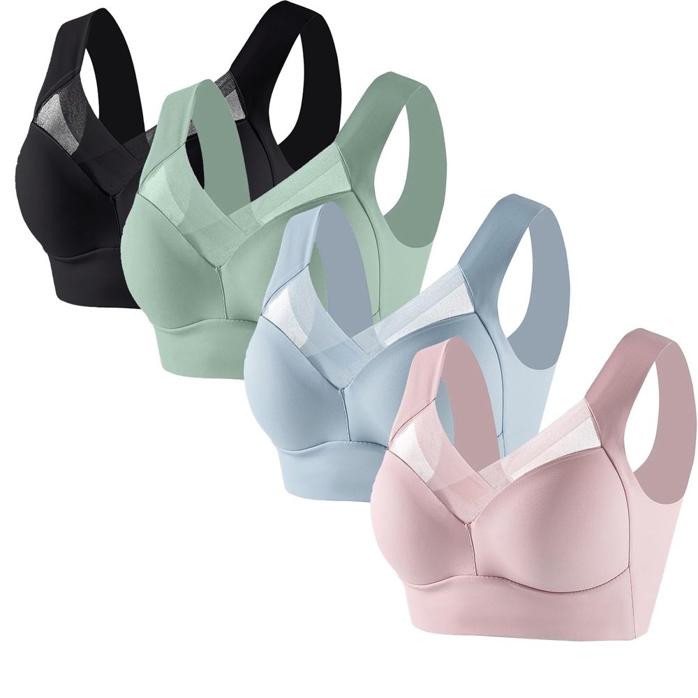 4 Pack Sports Bras for Women No Underwire Comfort Seamless Plus Size Bras Full Coverage High Support Wireless Bars
