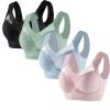 4 Pack Sports Bras for Women No Underwire Comfort Seamless Plus Size Bras Full Coverage High Support Wireless Bars view 1