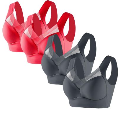 4 Pack Sports Bras for Women No Underwire Comfort Seamless Plus Size Bras Full Coverage High Support Wireless Bars