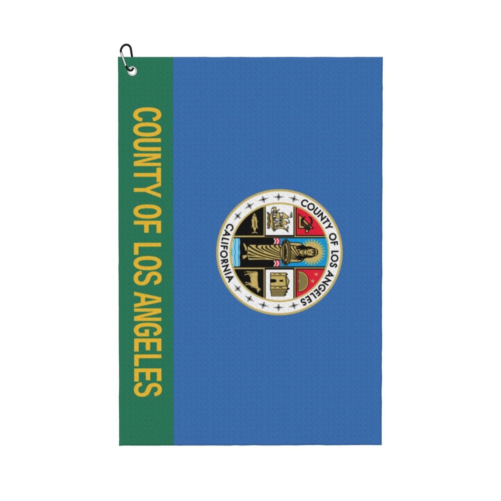 SIYTUAU Flag of Los Angeles County, California Golf Towel 16 x 24 Inch Golf Towels for Golf Bags with Carabiner Clip Polyester Golf Towel Golf Accessories for Men Women