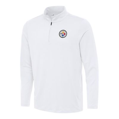 Antigua Men's White Pittsburgh Steelers Reprocess Quarter-Zip Top