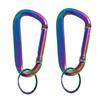 2PCS Colorful Carabiner Clip,3" Aluminun D Ring Shape Carabeaner with 2PCS Keyring Keychain. (Colorful) view 1