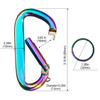 2PCS Colorful Carabiner Clip,3" Aluminun D Ring Shape Carabeaner with 2PCS Keyring Keychain. (Colorful) view 2
