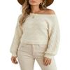 CIDER Oversized Sweaters for Women Geometric Knitted Long Sleeve Pullover Plus Size Sweaters for Women Jacquard Winter Beige Sweater view 1