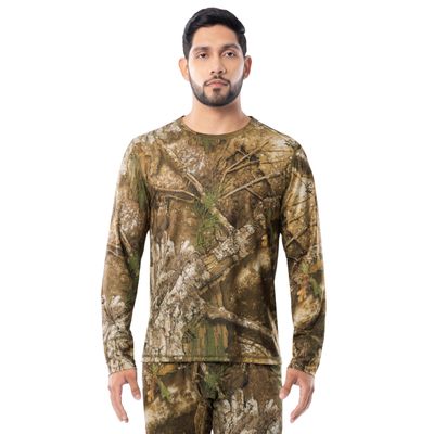 Indera Men's Realtree APX Pattern Camo Long Sleeve Thermal Base Layer Crewneck T-Shirt, Realtree APX Pattern, X-Large