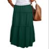 ADWAXDA Womens Floral Print Maxi Skirt Boho High Waist Tiered Paisley Pleated Long Skirt with Pockets view 2