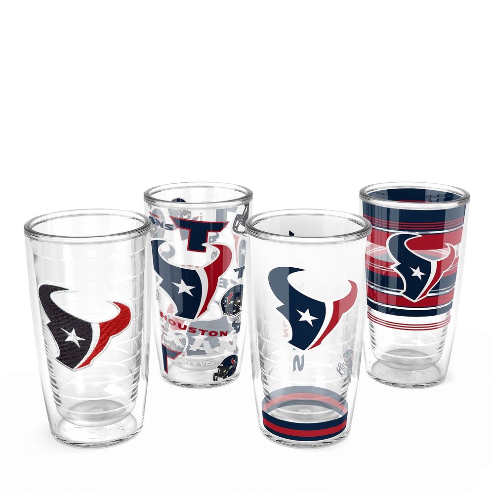 Tervis Classic Tritan 16oz Classic Tumbler, Set of 4 | NFL Houston Texans - Assorted | Made in America, BPA/PFAS Free, Keeps Drinks Hot or Cold