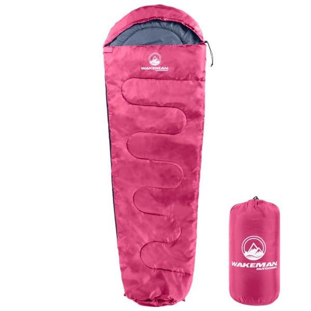 Mummy Sleeping Bag - Adult Cold Weather Sleeping Bag Rated to 25F - Waterproof with Drawstring Hood - Camping Equipment by Wakeman Outdoors (Pink)