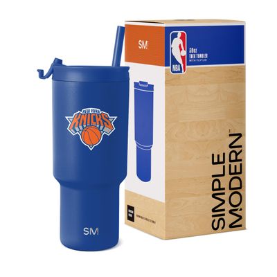 Simple Modern Officially Licensed NBA Knicks 30 oz Tumbler with Flip Lid and Straws | Insulated Cup Stainless Steel | Gifts for Men Women | Trek Collection | New York Knicks