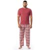 IZOD Men's Short Sleeve Jersey Top and Printed Pants Pajama Sleep Set, Red/Red Plaid, Small view 1