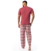 IZOD Men's Short Sleeve Jersey Top and Printed Pants Pajama Sleep Set, Red/Red Plaid, Small view 2