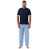 IZOD Men's Short Sleeve Jersey Top and Printed Pants Pajama Sleep Set, Navy/Blue Logo, X-Large view 1