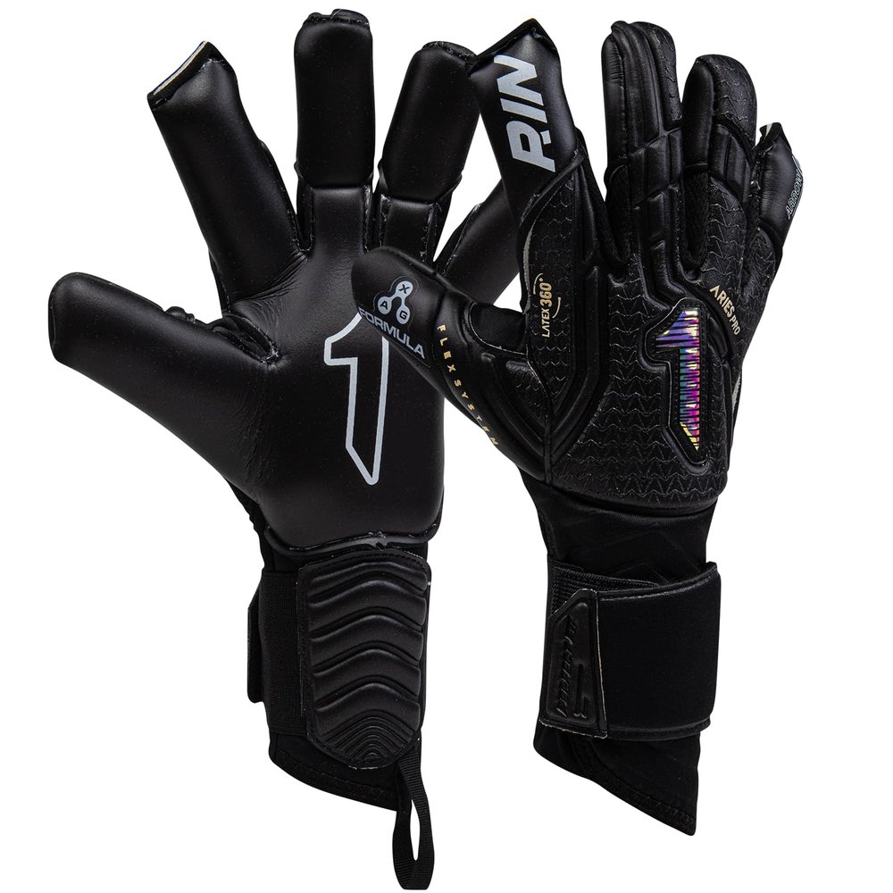 Rinat SantoLoco PRO Gloves: AXG Latex Grip, Ergoroll Cut, Cushioned Backhand, Adjustable Closure All-Weather Elite Performance.(Black, 5)