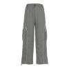 Akklian Fashion Cargo Pants Women Baggy Wide Leg Drawstring Joggers Trousers Y2K Teen Girls Outdoor Streetwear with Pockets Gray view 2