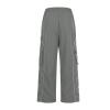 Akklian Fashion Cargo Pants Women Baggy Wide Leg Drawstring Joggers Trousers Y2K Teen Girls Outdoor Streetwear with Pockets Gray view 4