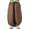 DMOYALA Womens Linen Pants Barrel Solid Khaki Casual Loose Cotton Linen Wide Leg Baggy Lantern Trouser Flowy Elastic Waist Hippie with Pockets for Women M view 1